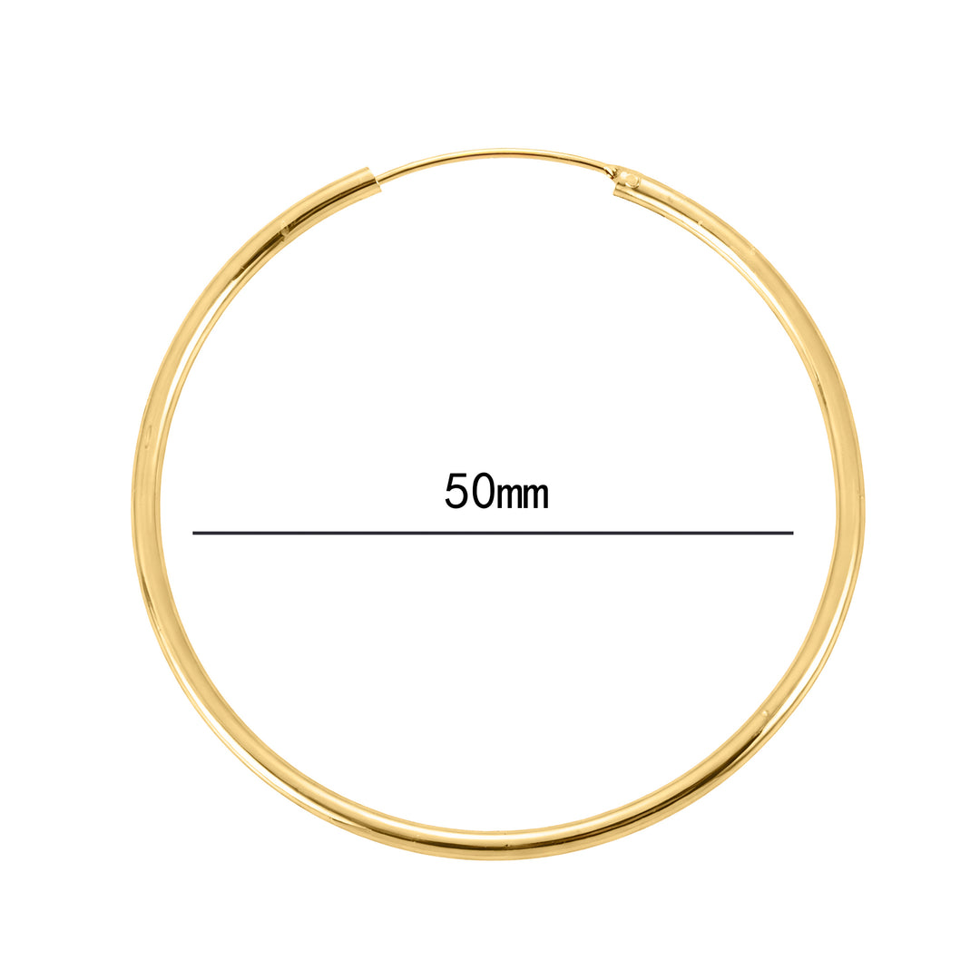 Amy and Annette 14K Gold Endless Hoop Earrings in Sizes 16mm/30mm/50mm/60mm