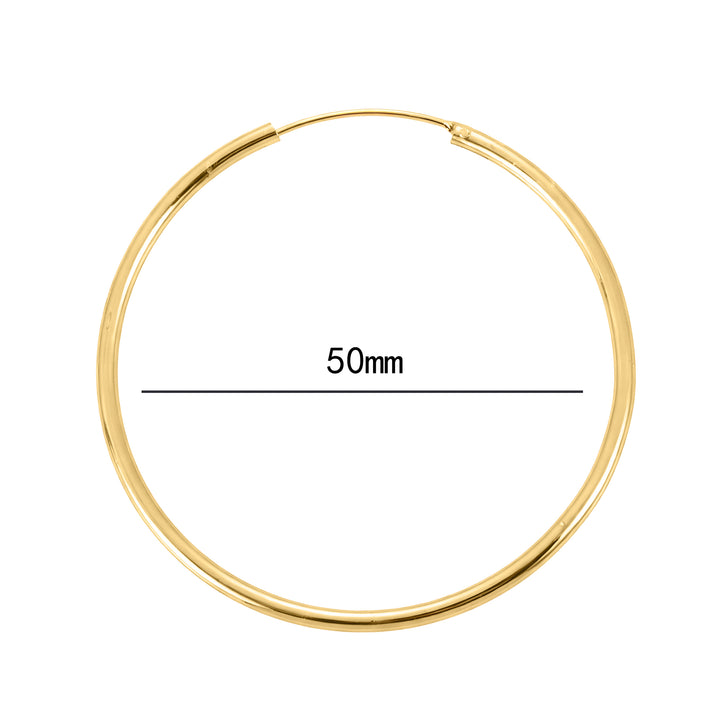 Amy and Annette 14K Gold Endless Hoop Earrings in Sizes 16mm/30mm/50mm/60mm