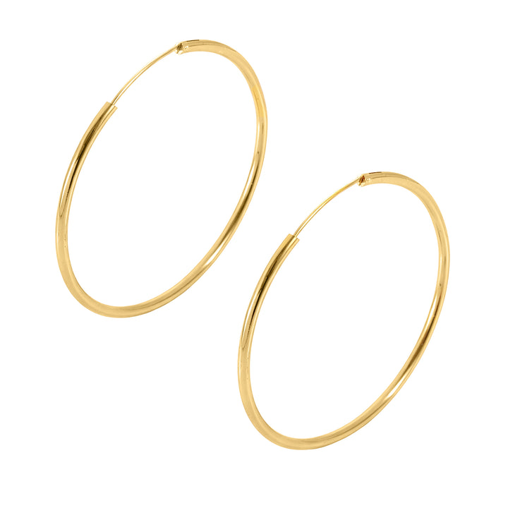 Amy and Annette 14K Gold Endless Hoop Earrings in Sizes 16mm/30mm/50mm/60mm