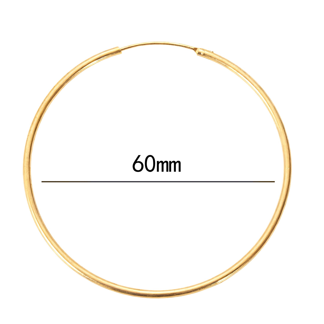 Amy and Annette 14K Gold Endless Hoop Earrings in Sizes 16mm/30mm/50mm/60mm