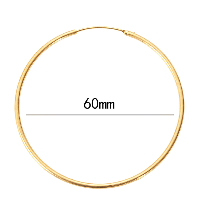 Amy and Annette 14K Gold Endless Hoop Earrings in Sizes 16mm/30mm/50mm/60mm