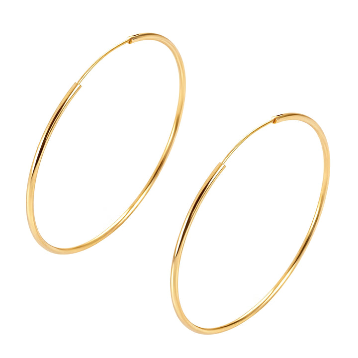 Amy and Annette 14K Gold Endless Hoop Earrings in Sizes 16mm/30mm/50mm/60mm