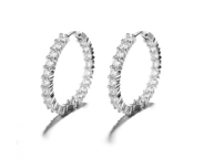 18K White Gold Plated Inside Out Hoop Earrings (40mm) with crystals from Swarovski