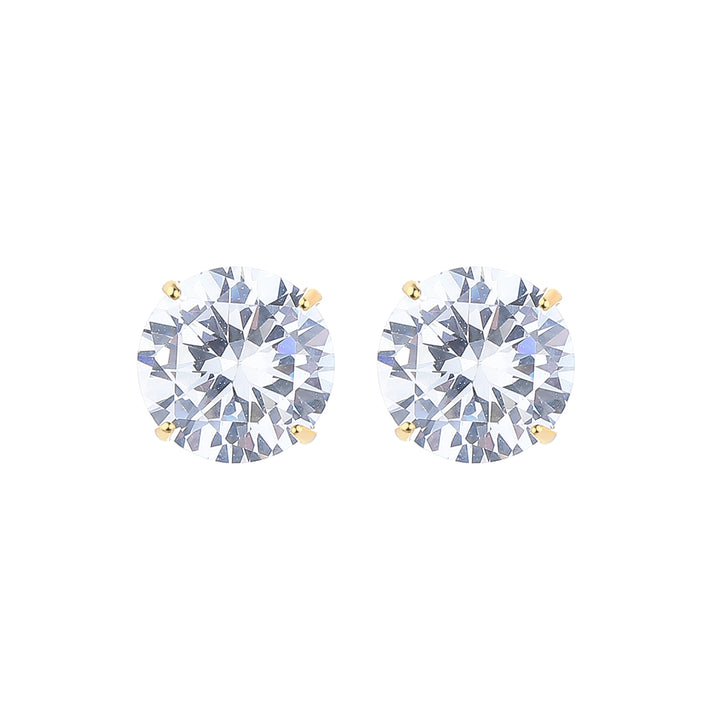 14K Gold Over Sterling Silver and Sterling Silver Genuine Crystal Round Stud Earring