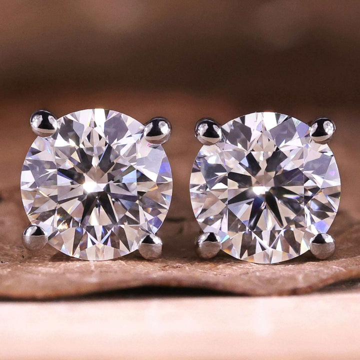 14K Gold Over Sterling Silver and Sterling Silver Genuine Crystal Round Stud Earring