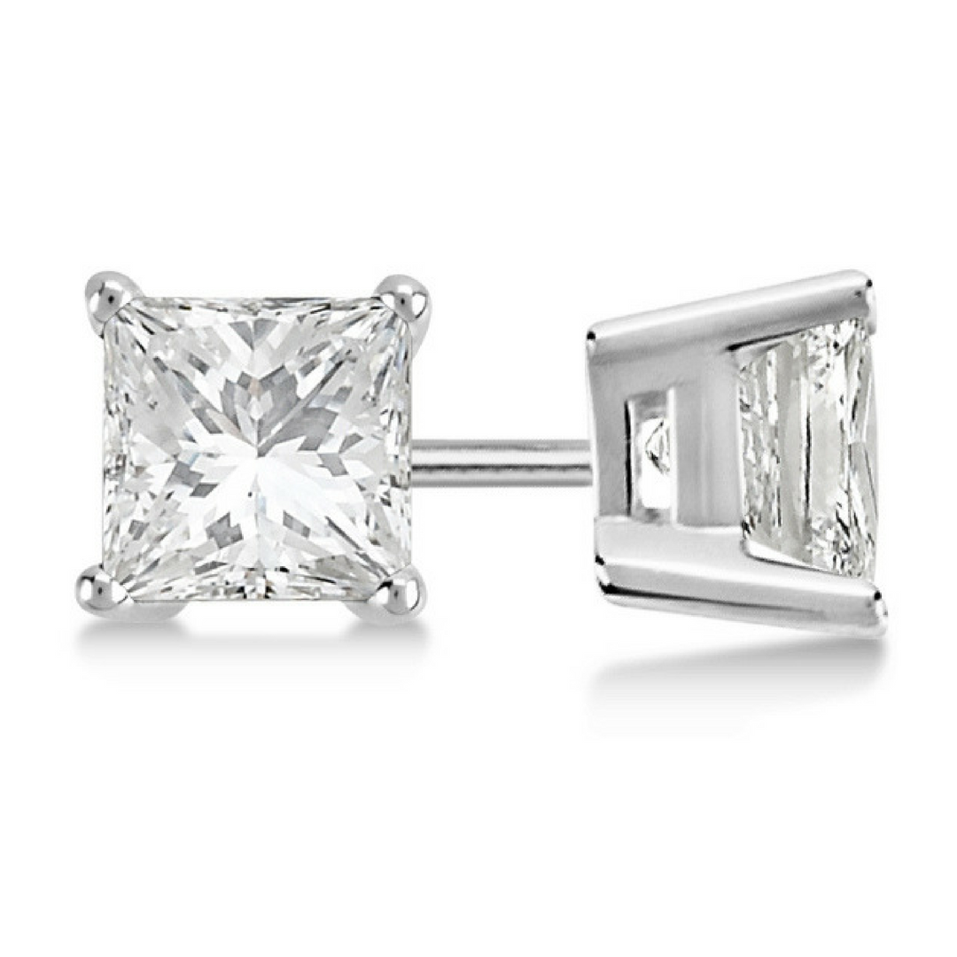 14K Gold Over Sterling Silver and Sterling Silver Genuine Crystal Square Stud Earring