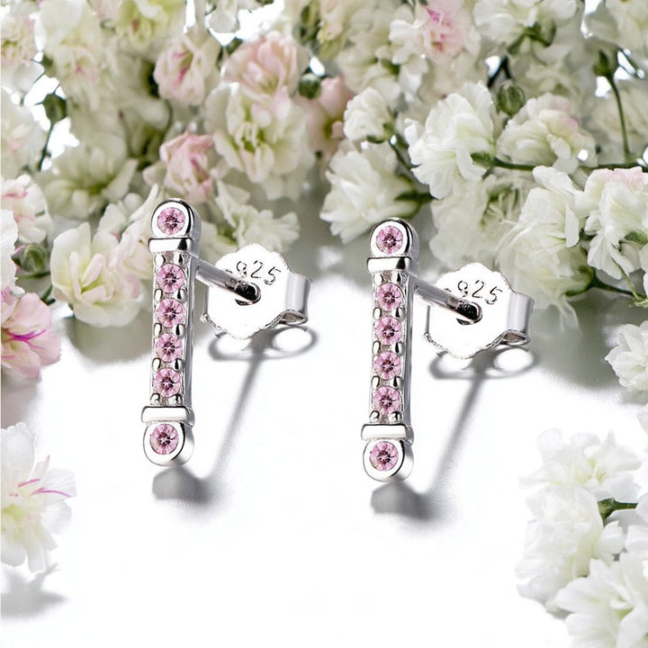 Minimalist 18K Rose Gold over Sterling Silver Morganite Bar Earring
