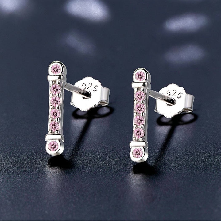 Minimalist 18K Rose Gold over Sterling Silver Morganite Bar Earring