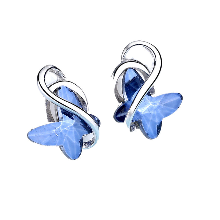Sterling Silver Blue Butterfly Earrings with crystals from Swarovski
