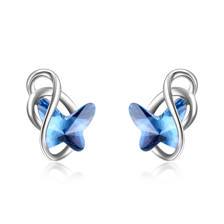 Sterling Silver Blue Butterfly Earrings with crystals from Swarovski