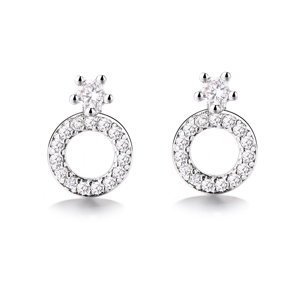 Sterling Silver Stud and Circle Drop Swarovski Crystal Earring