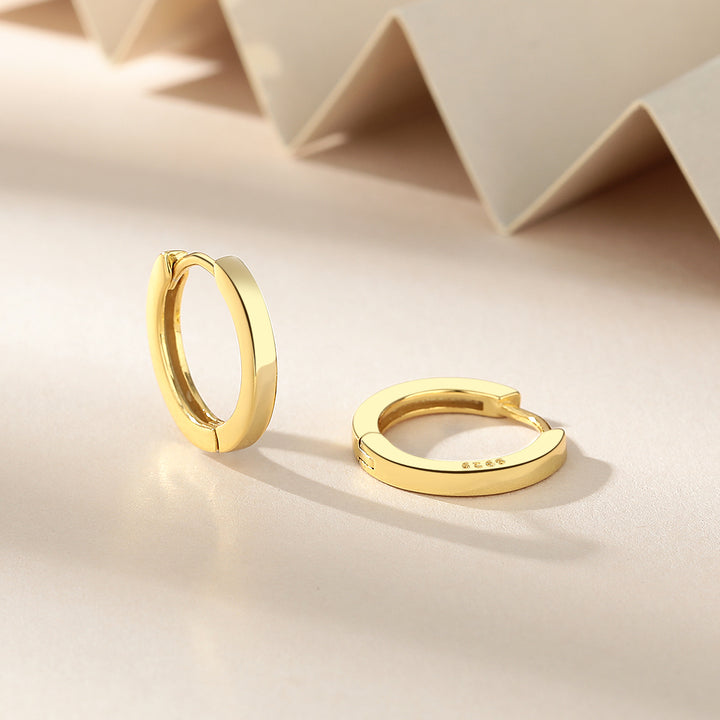 14K Gold and Sterling Silver Huggie 16 mm Hoop Earrings