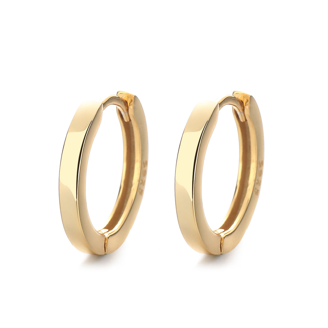 14K Gold and Sterling Silver Huggie 16 mm Hoop Earrings