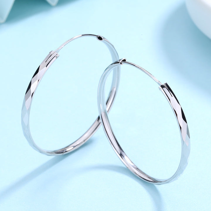 Diamond Cut Sterling Silver Hoop Earrings (30mm)