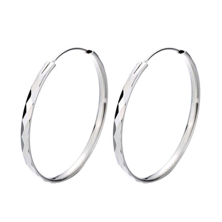 Diamond Cut Sterling Silver Hoop Earrings (30mm)