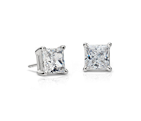 Sterling Silver Swarovski Crystal Square Stud Earrings