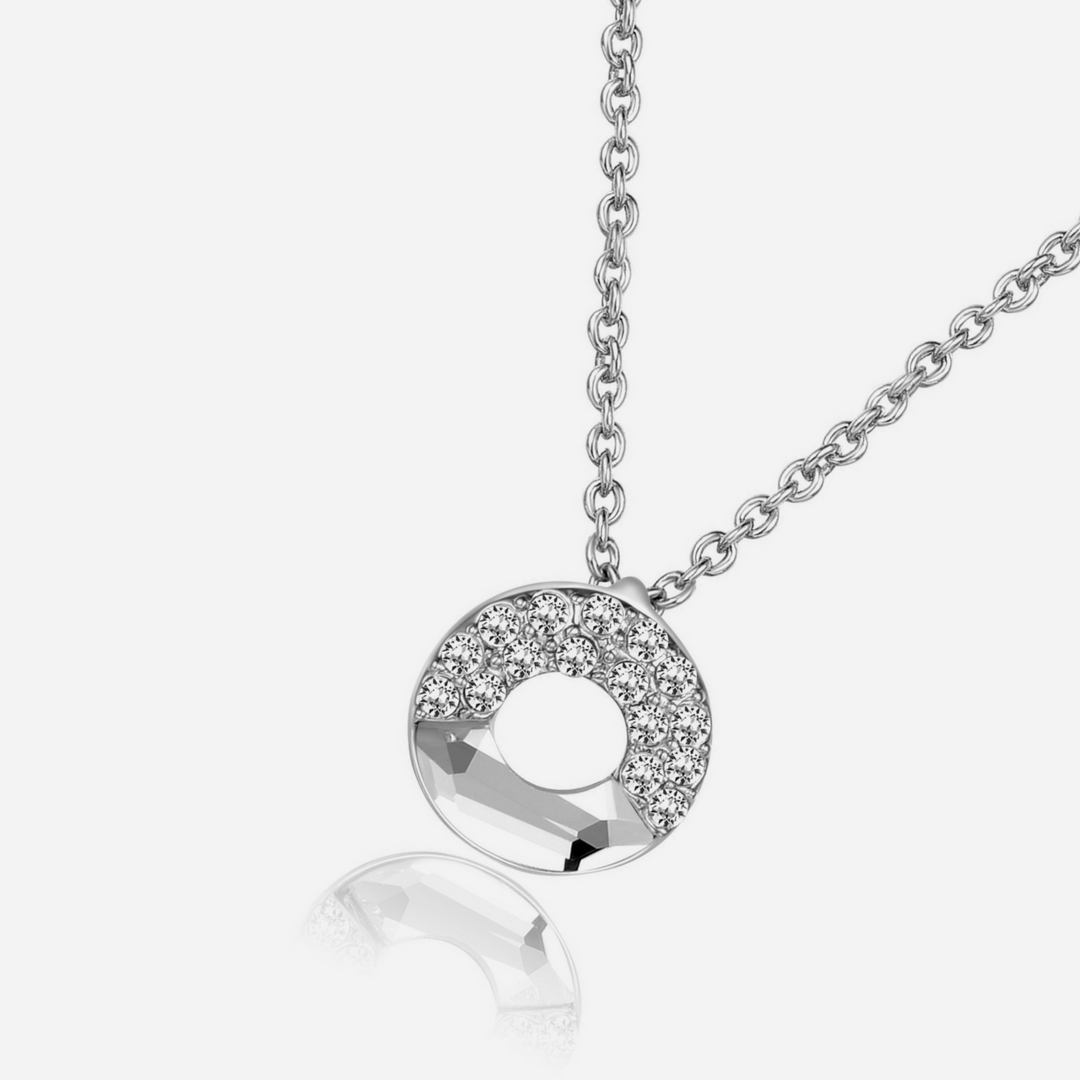 14K White Gold Circle with crystals from Swarovski
