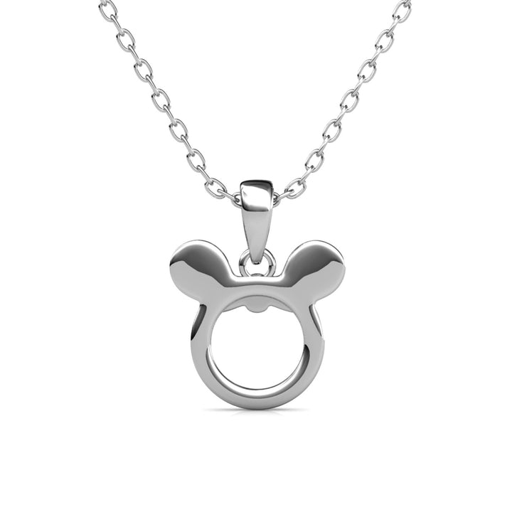18K White Gold Mouse Ears Pendant Necklace with Crystal