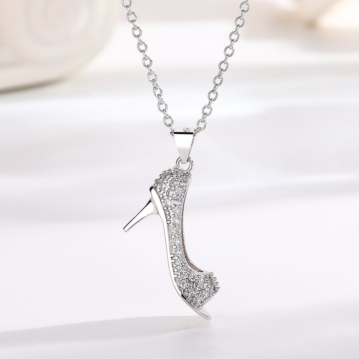 18k Gold and Sterling Silver Stiletto Crystal Pendant Necklace