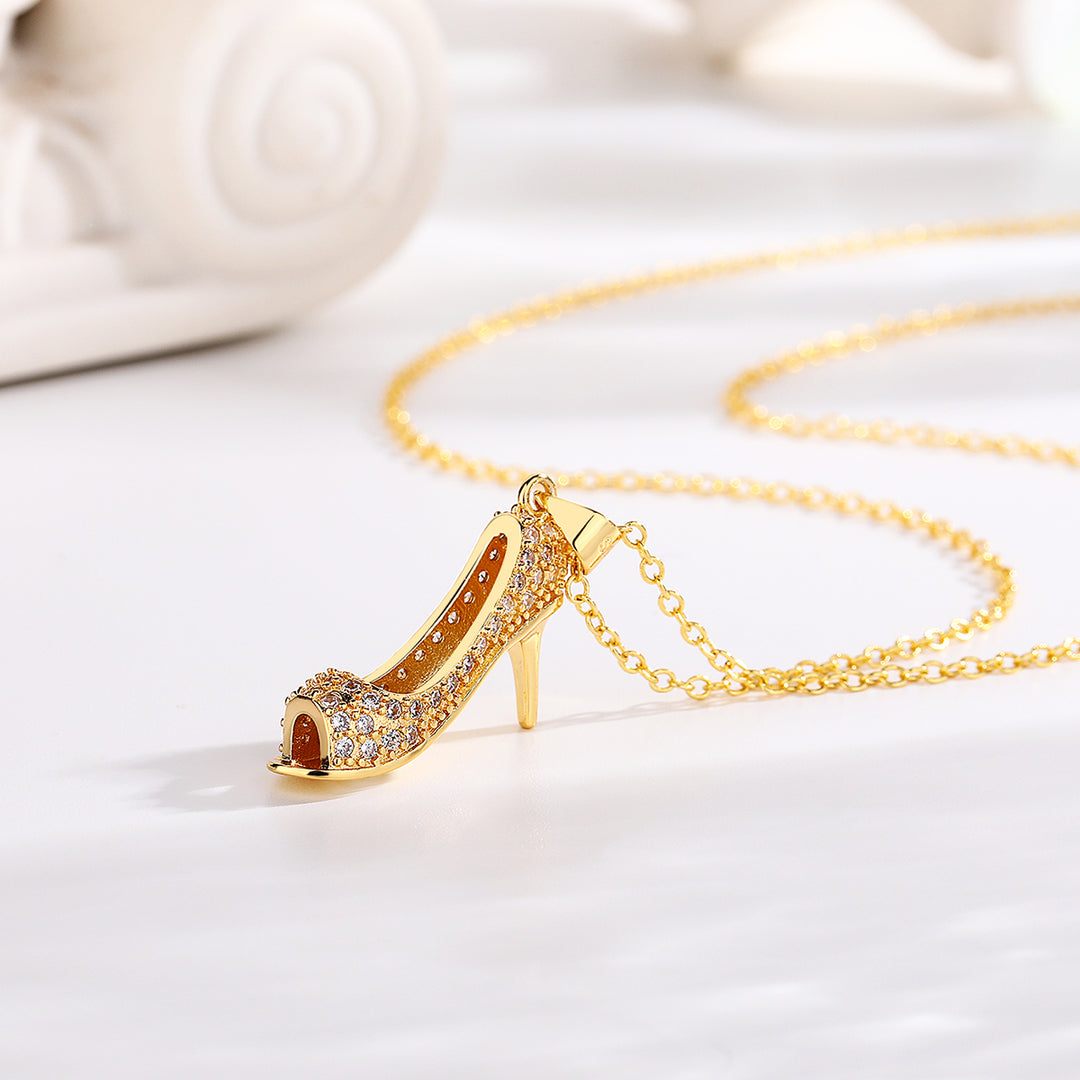 18K Gold and Sterling Silver Stiletto Crystal Pendant Necklace