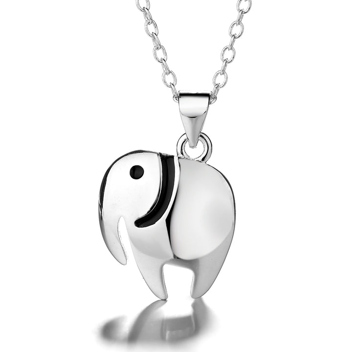14K White Gold Elephant pendant necklace