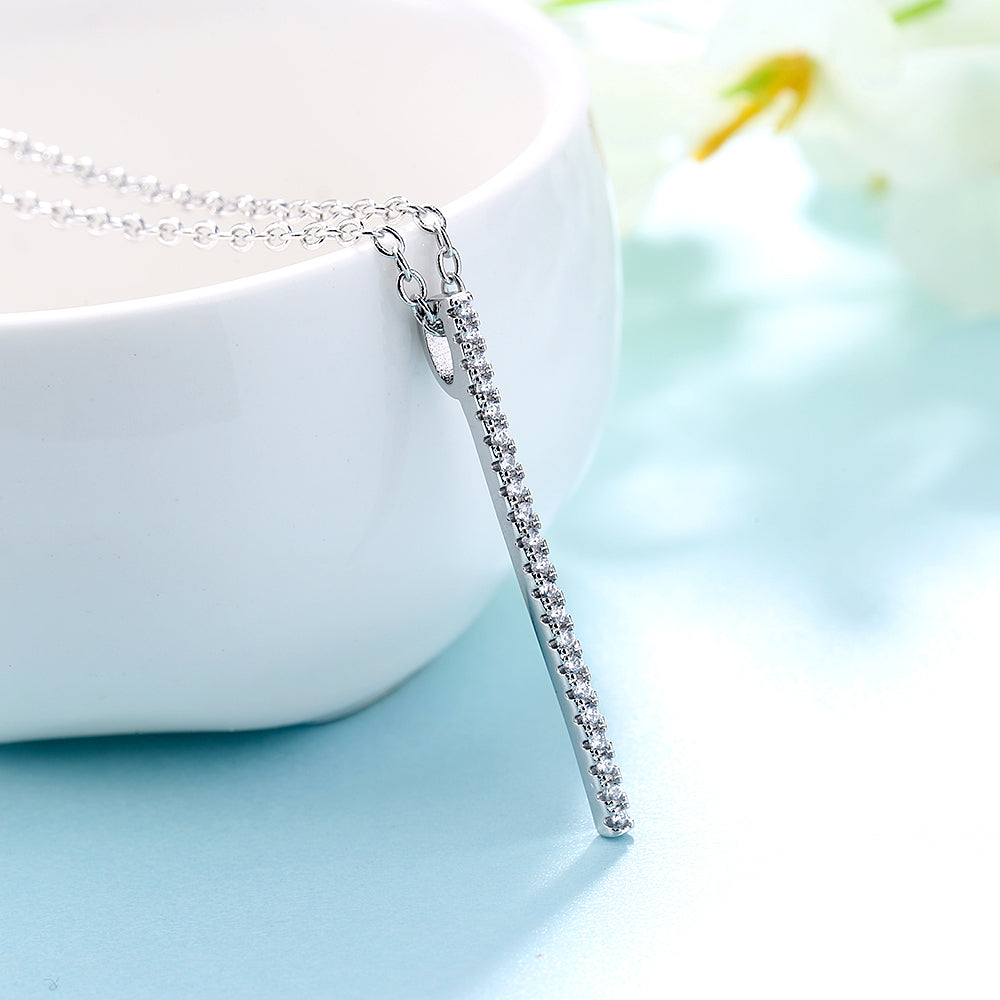 Sterling Silver Bar Necklaces with Crystals
