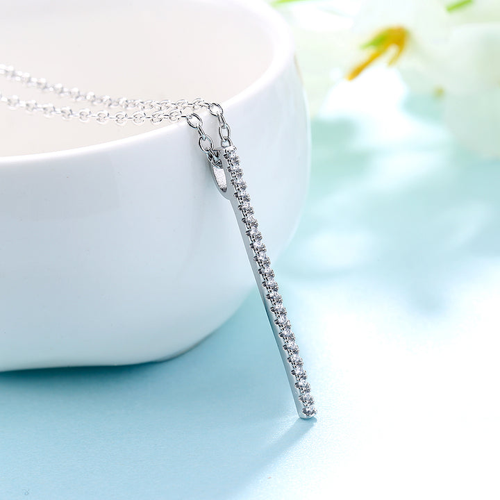 Sterling Silver Bar Necklaces with Crystals