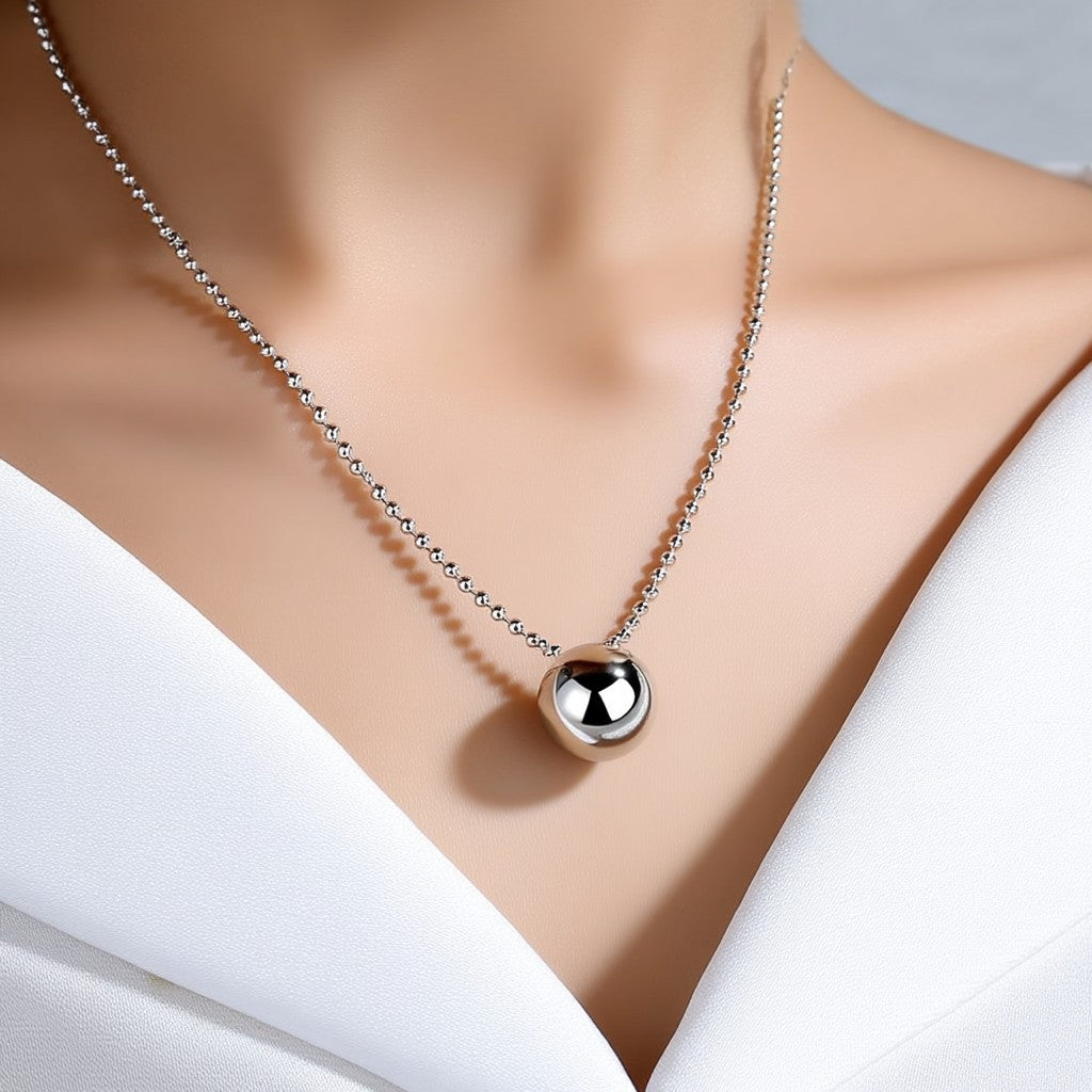 14K Gold and White Gold Ball Bead Pendant Necklace