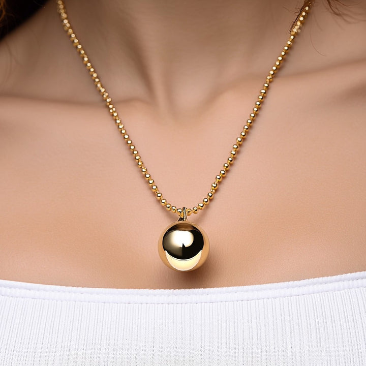 14K Gold and White Gold Ball Bead Pendant Necklace