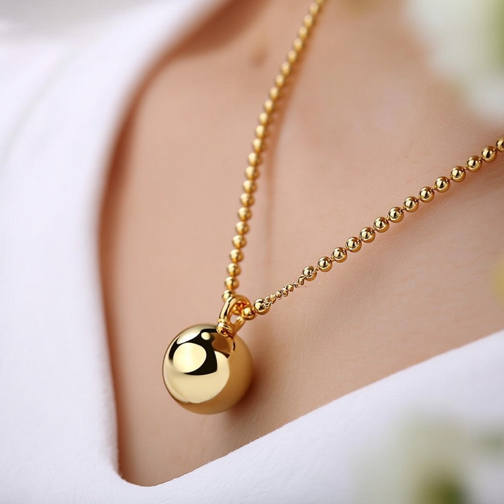 14K Gold and White Gold Ball Bead Pendant Necklace