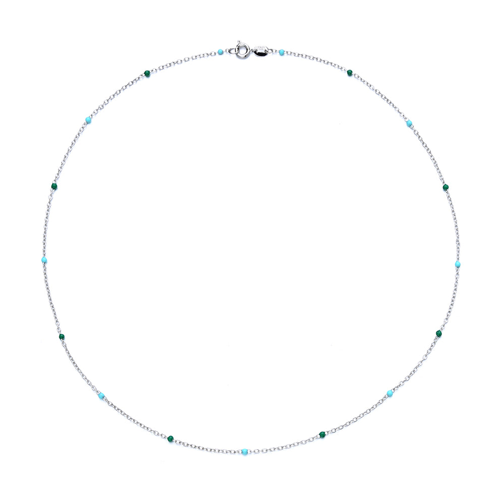 Sterling Silver 7 Genuine Chakra Stationary Necklace