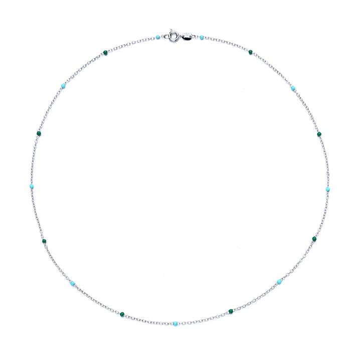 Sterling Silver 7 Genuine Chakra Stationary Necklace