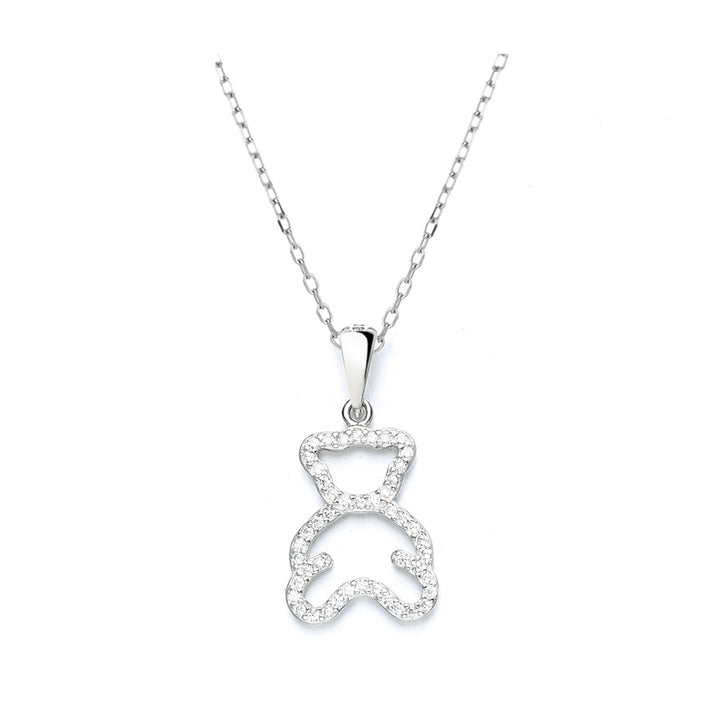Sterling Silver Teddy Bear Necklace with crystals