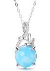 Lab-Created Larimar & Sterling Silver Pendant Necklace