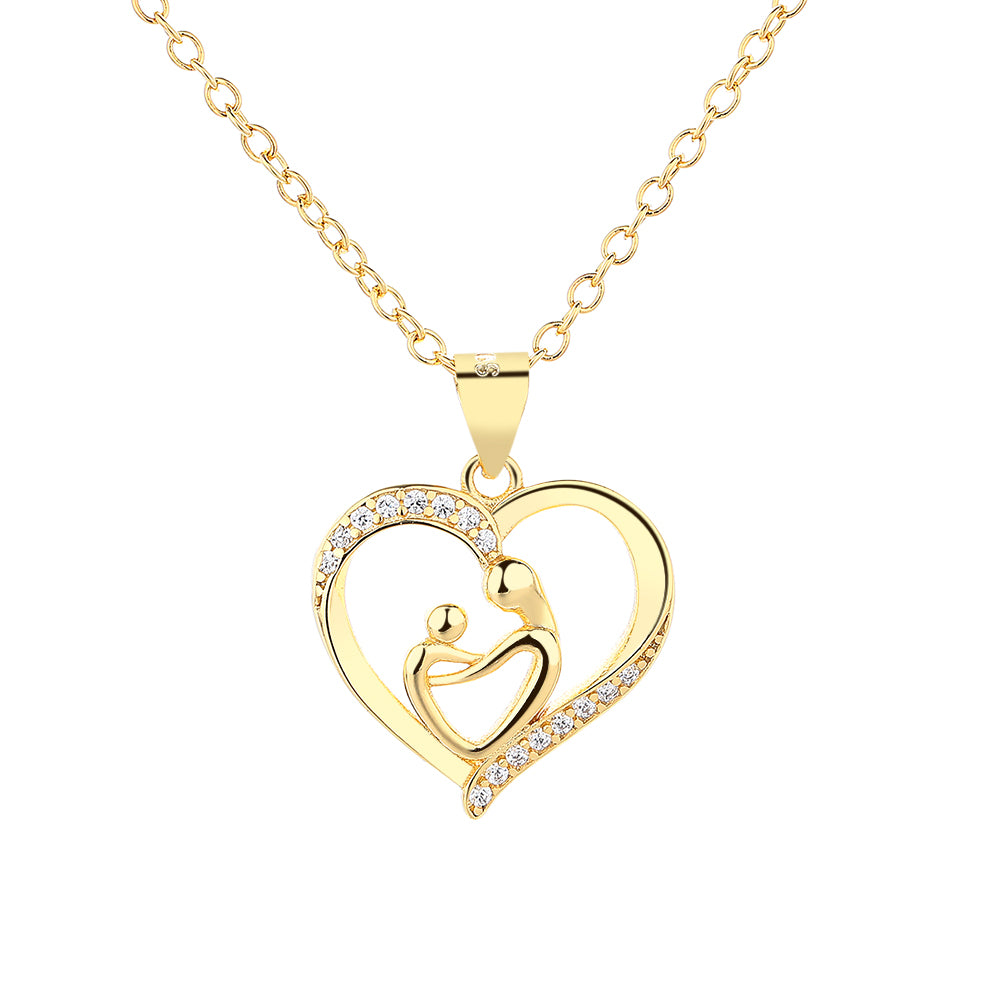 14k Gold	Motherhood pendant necklace with crystals (Mother's Day)