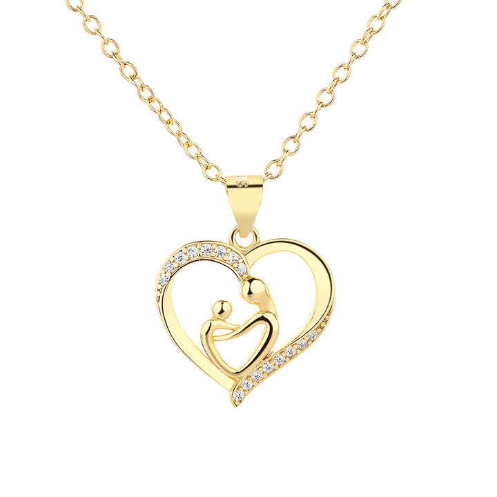 14k Gold	Motherhood pendant necklace with crystals (Mother's Day)