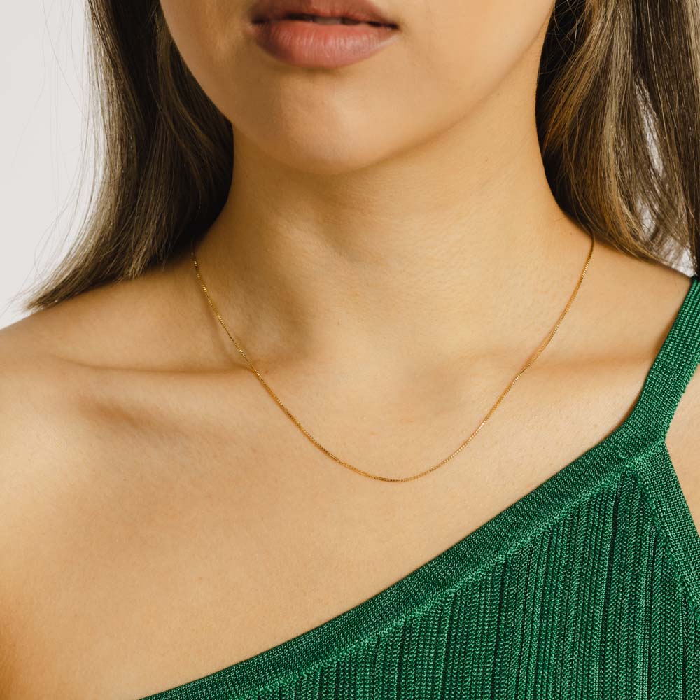 18K Gold Chain in Options 16", 18-24" Box Chain