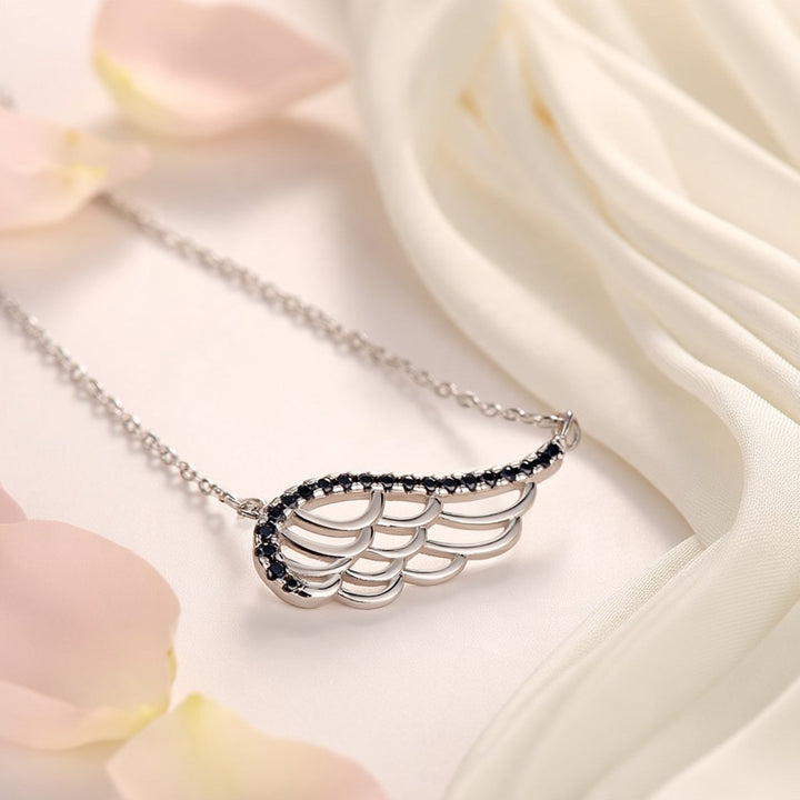 Sterling Silver Angel Wing Pendant with Crystals