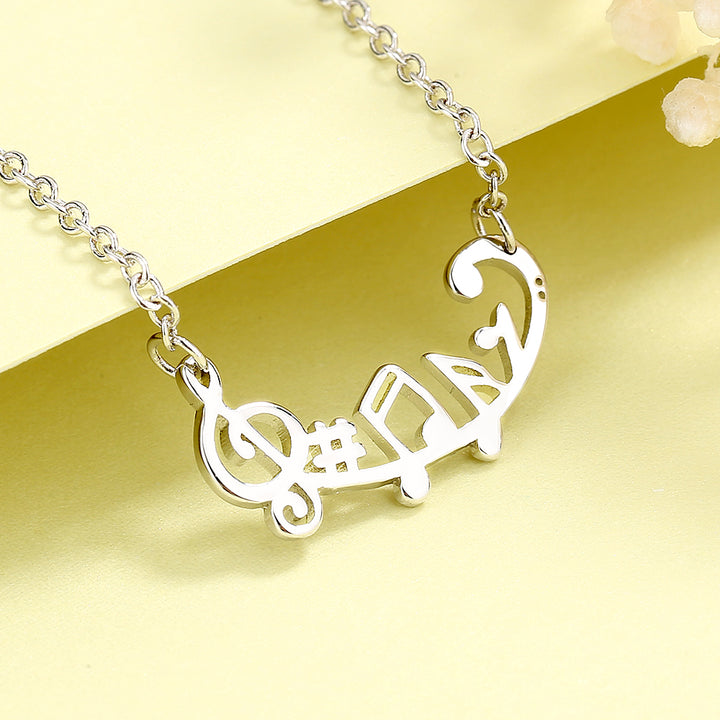 Sterling Silver Music Notes Necklace