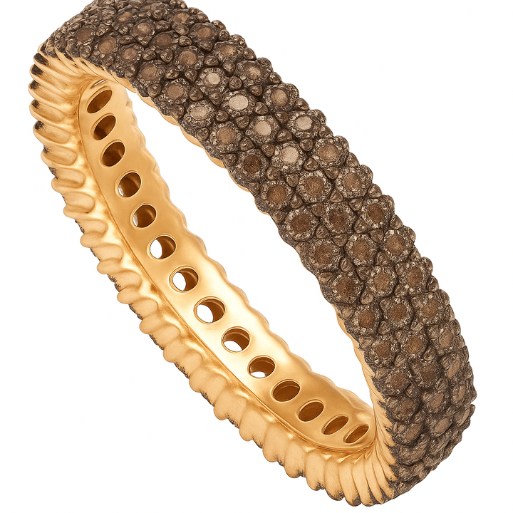 14K Gold Plated Three Row Chocolate Crystal Eternity Ring
