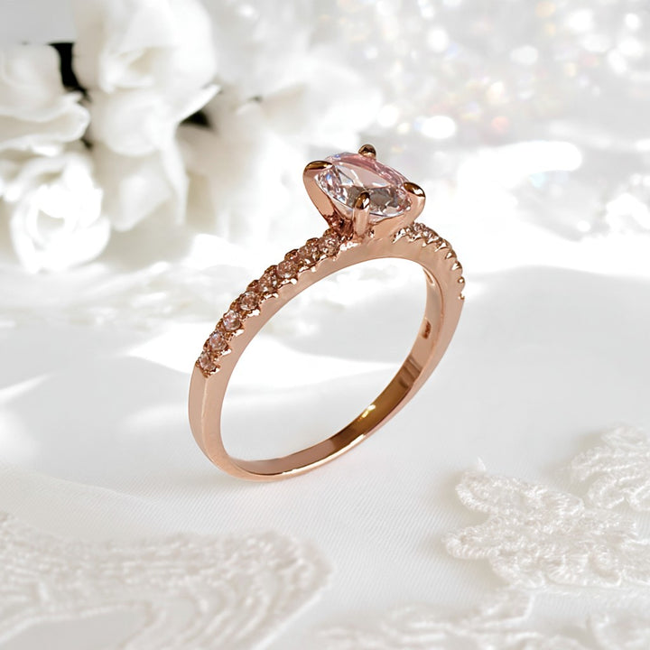 14K Rose Gold Engagement Ring with crystals