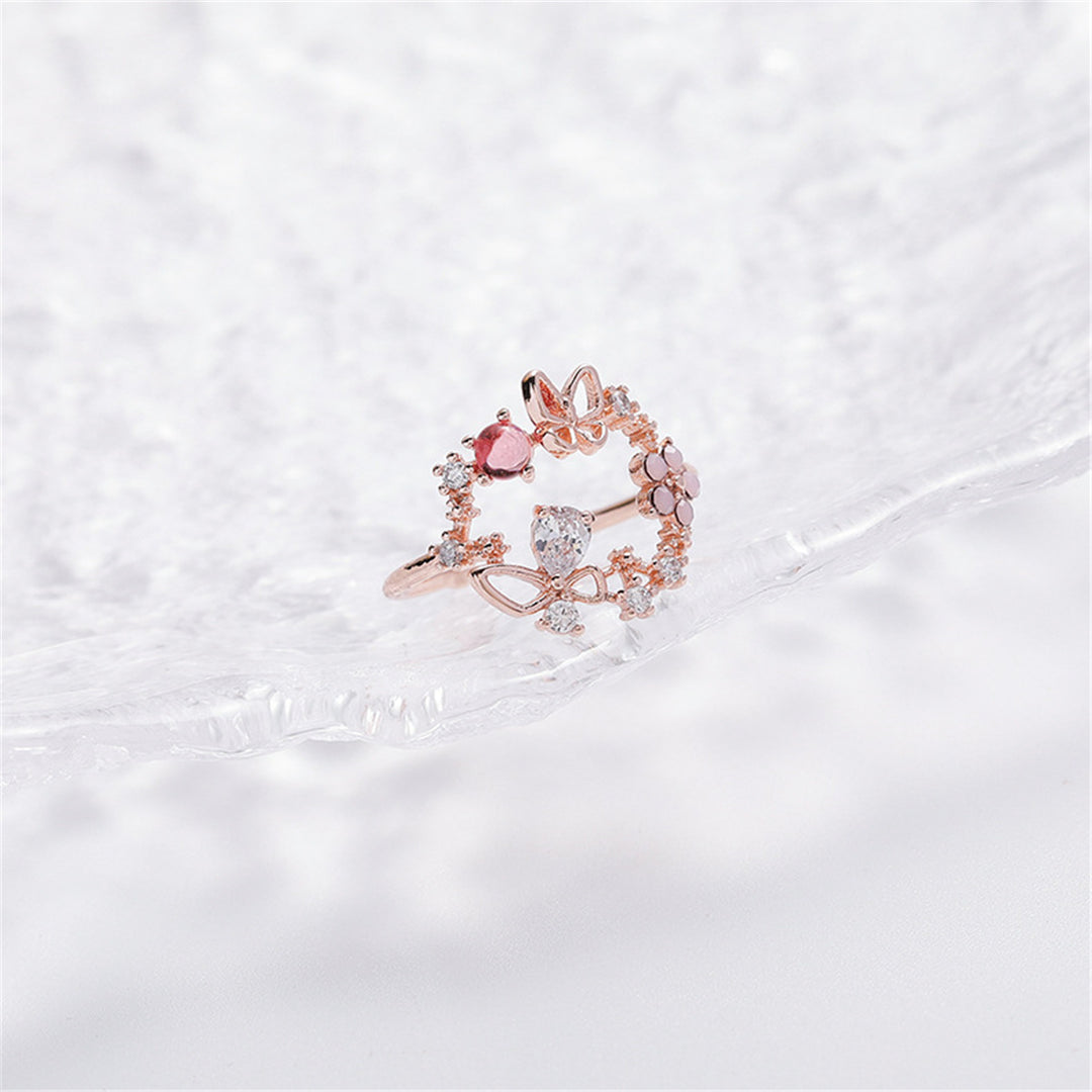 14K Yellow or Rose Gold Adjustable Ring with Crystals from Swarovski