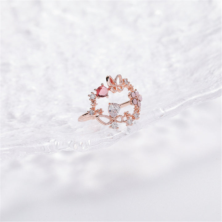 14K Yellow or Rose Gold Adjustable Ring with Crystals from Swarovski