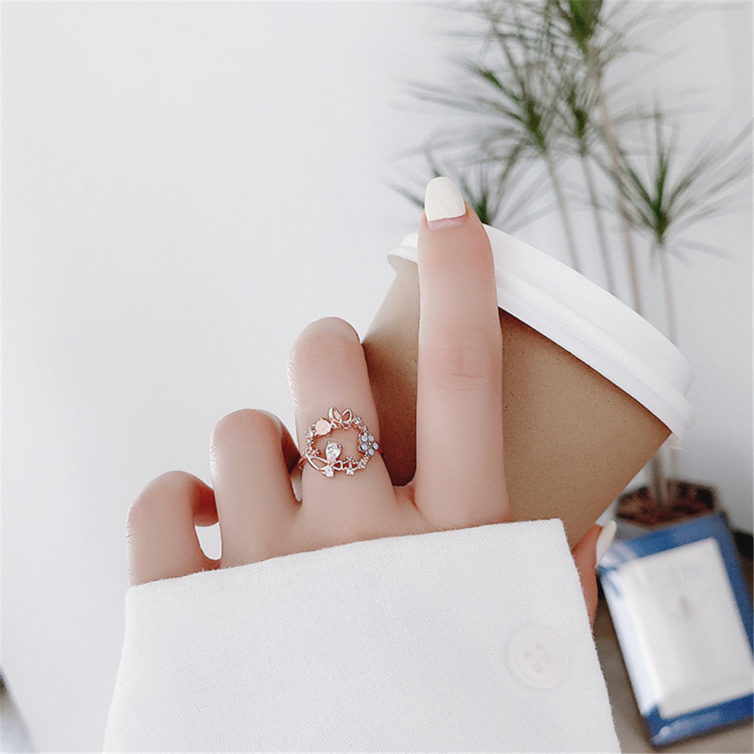 14K Yellow or Rose Gold Adjustable Ring with Crystals from Swarovski