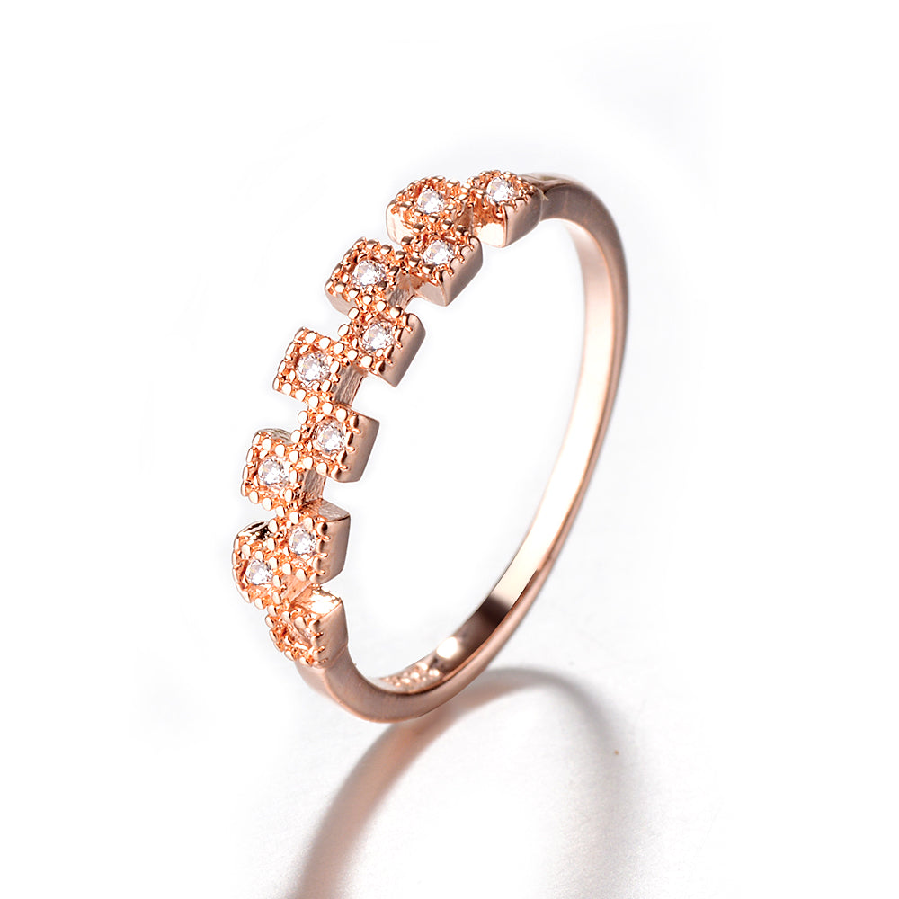 18K White And Rose Gold Vintage Ring with crystals form Swarovski