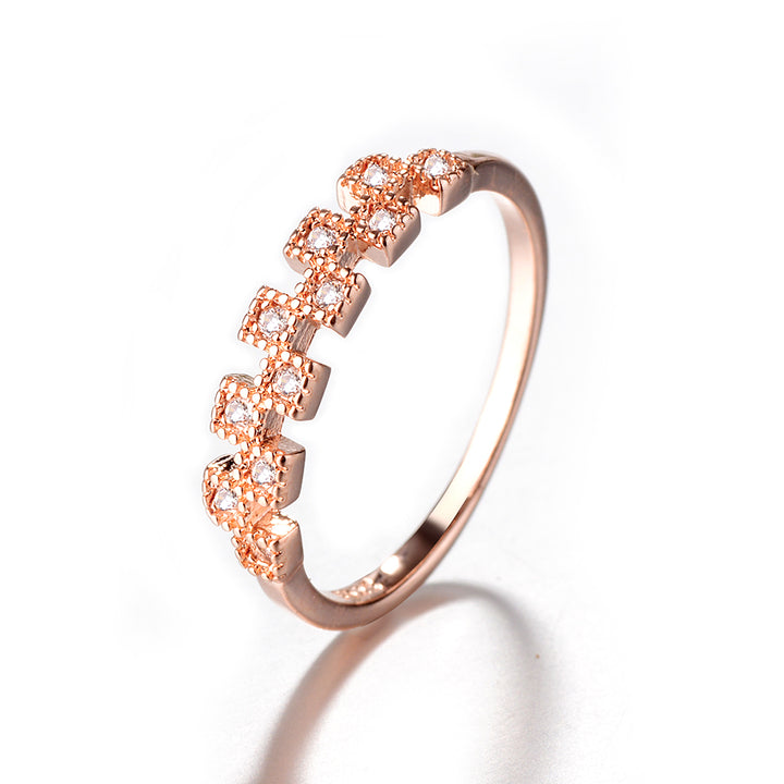 18K White And Rose Gold Vintage Ring with crystals form Swarovski
