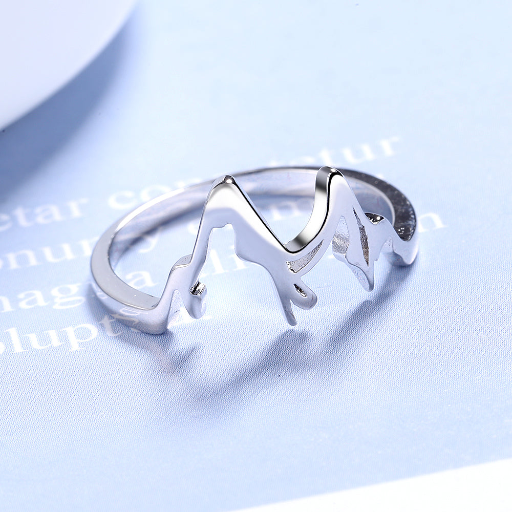 14K White Gold Mountain Ring