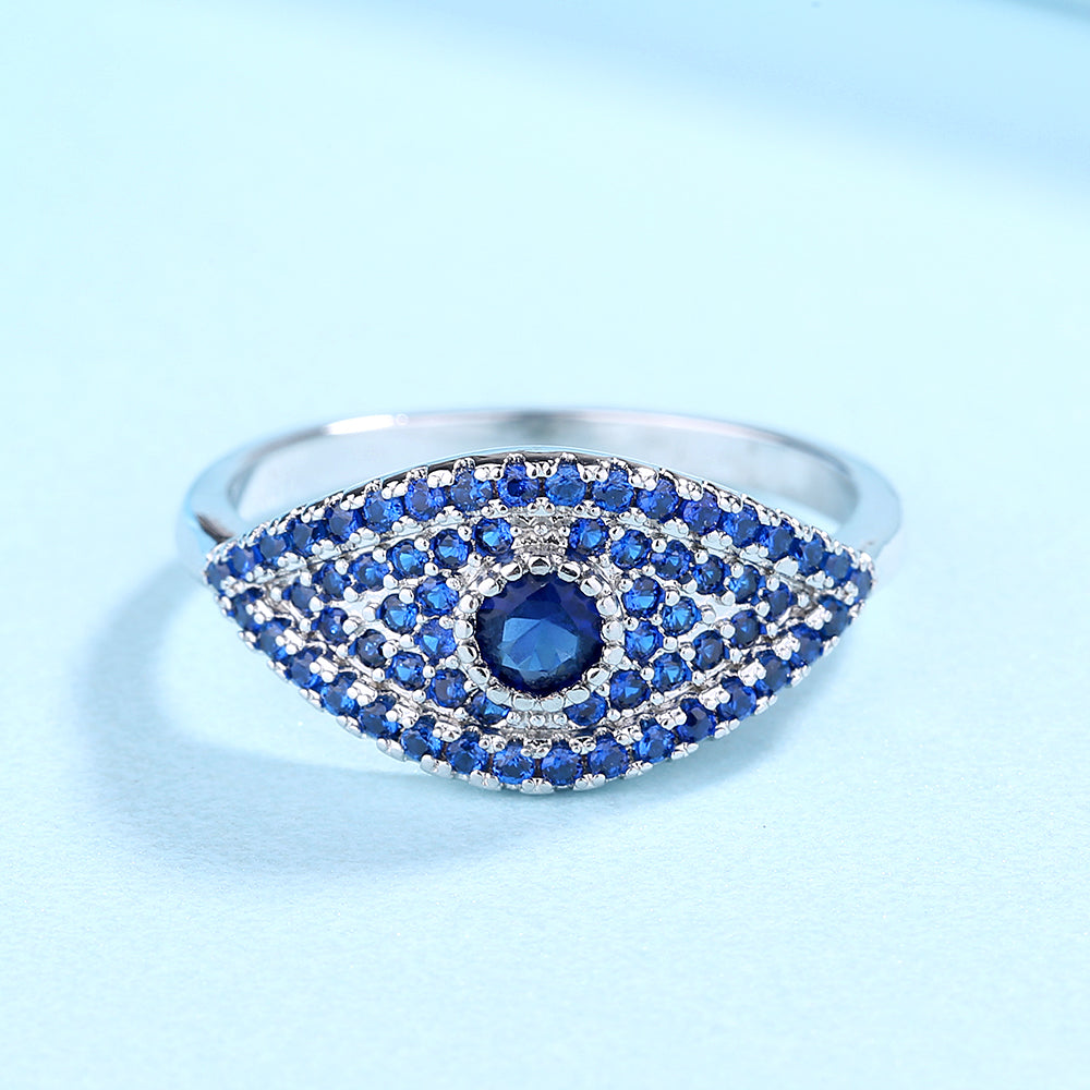 Sapphire & Sterling Silver Evil Eye Ring