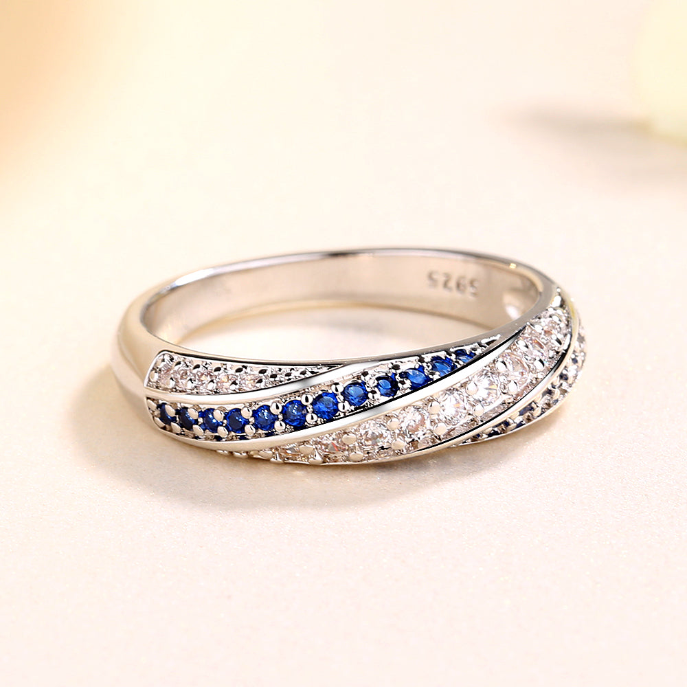 Sapphire & Sterling Silver Twist Band Ring