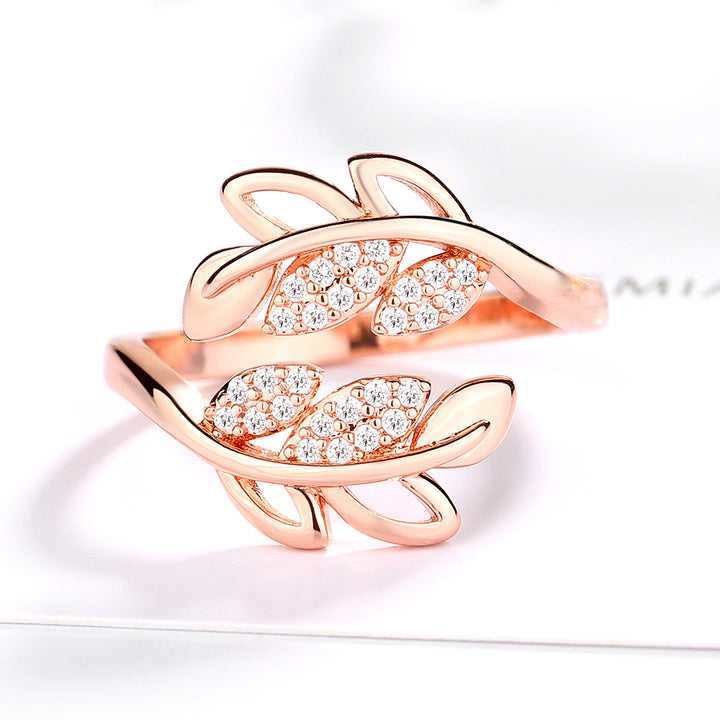 14K Rose Gold Bypass Adjustable Ring
